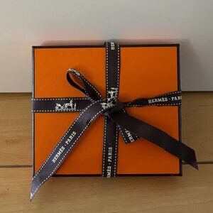 Hermes empty box with ribbon for jewelry or small leather goods/wallet